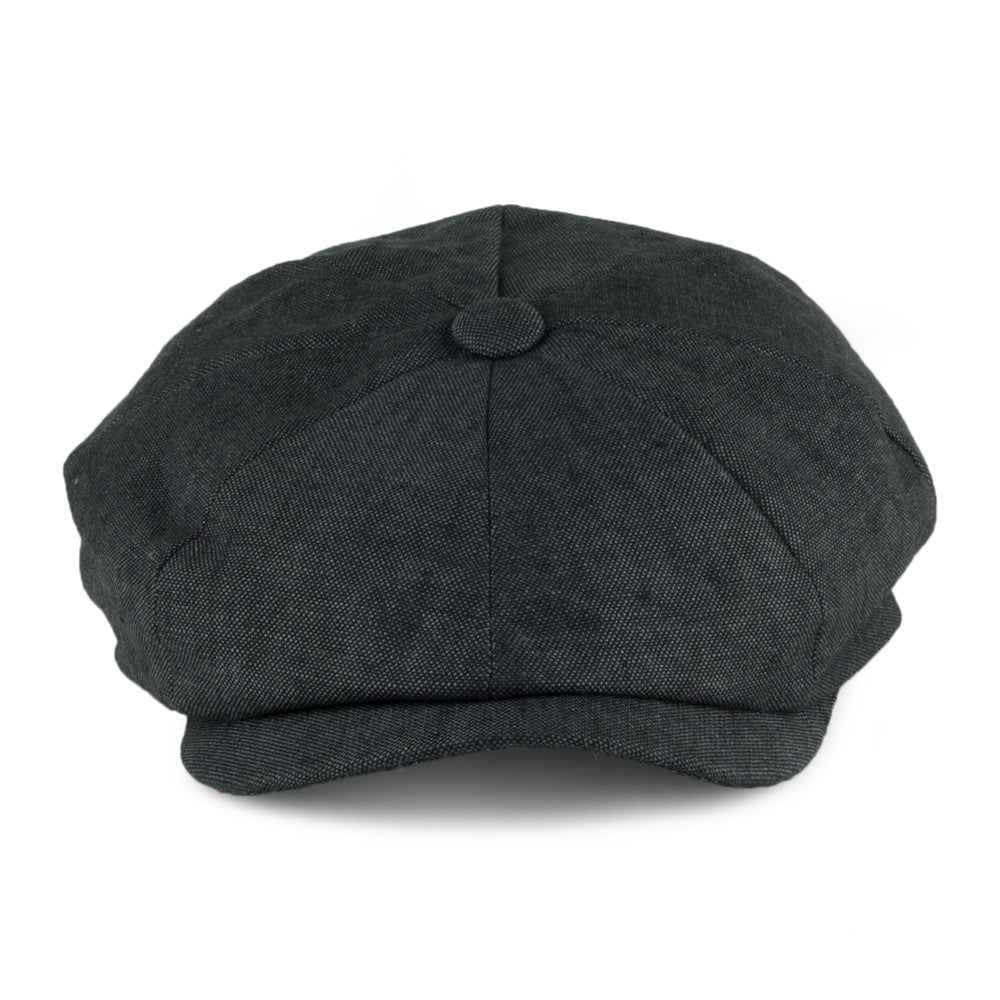 Tienda Hats Alfie Irish Linen Newsboy Cap - Black