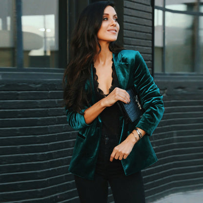 Velvet Solid Color Suit Jacket