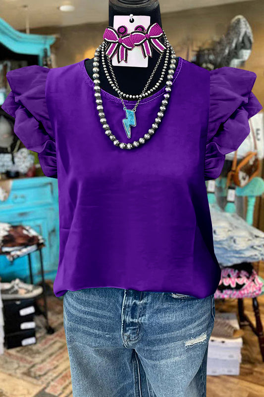 Classic Purple Flying Sleeve Blouse