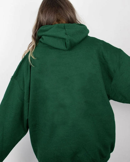 Printed Kangaroo Pocket Drawstring Hoodie