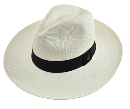 Original Panama Hat - Custom Band Color - Wide Brim Summer Fedora - White Toquilla Straw - Handwoven in Ecuador - EA - HatBox Included-FREE SHIPPING