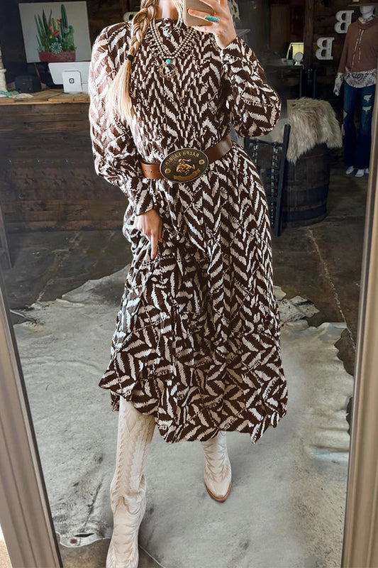 Elegant Printed Long Sleeve Dress