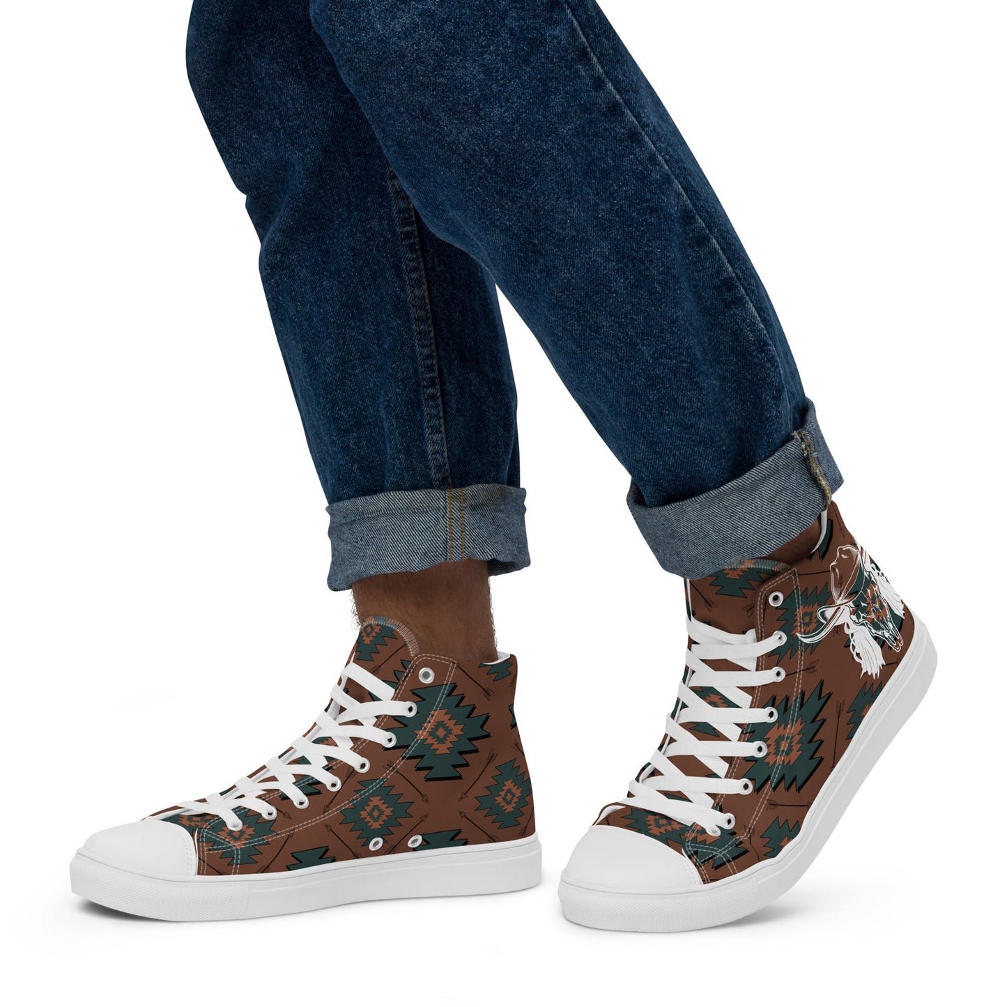 Aztec Mullet Cowboy Men__ high top canvas shoes