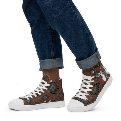 Aztec Mullet Cowboy Men__ high top canvas shoes