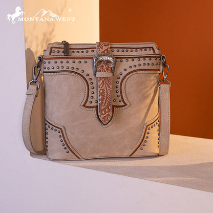 Montana West Buckle Studs Crossbody Bag