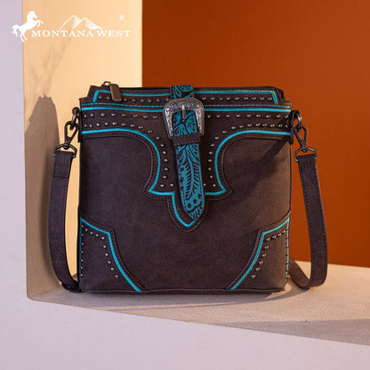 Montana West Buckle Studs Crossbody Bag