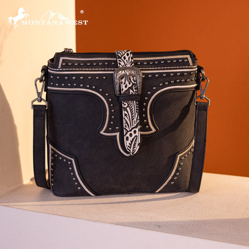 Montana West Buckle Studs Crossbody Bag