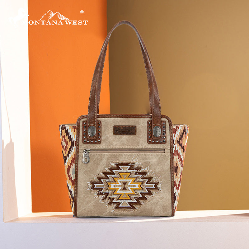 Montana West Aztec Jean Denim Collection Tote