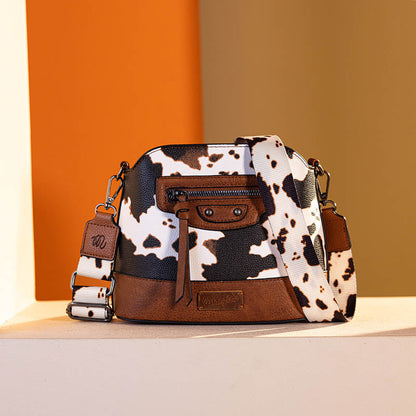 Wrangler Zippered Cow Print Crossbody Bag