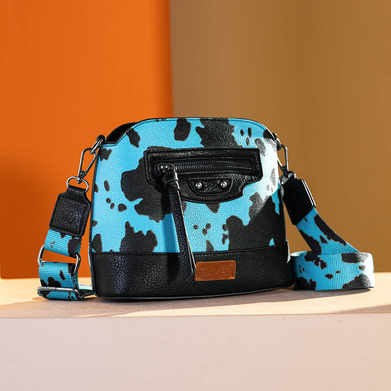 Wrangler Zippered Cow Print Crossbody Bag