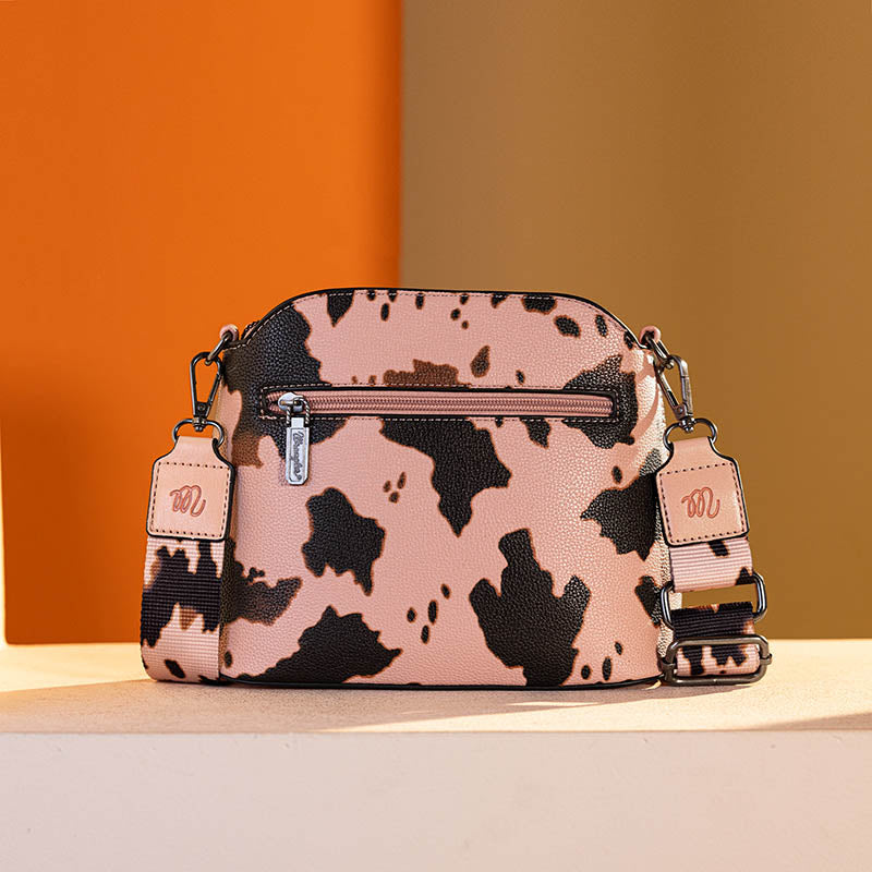 Wrangler Zippered Cow Print Crossbody Bag