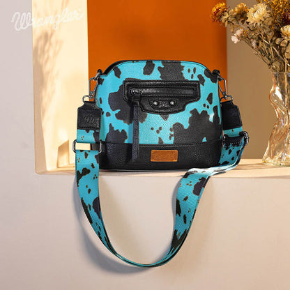 Wrangler Zippered Cow Print Crossbody Bag