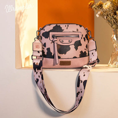 Wrangler Zippered Cow Print Crossbody Bag