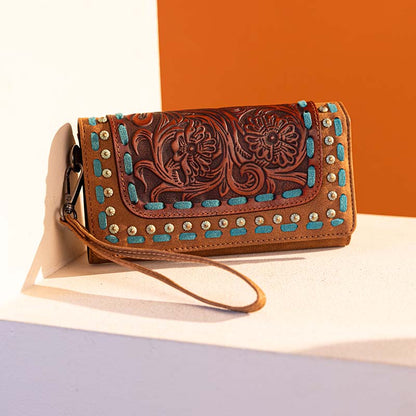 Trinity Ranch Floral Tooled  Wristlet