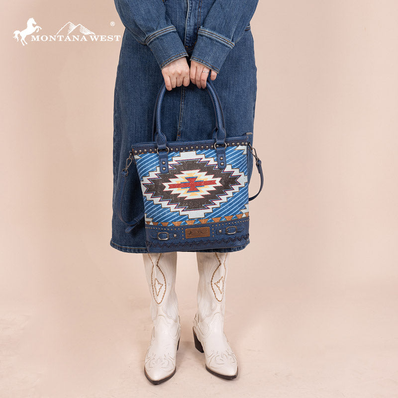 Montana West Aztec Embroidered Concealed Carry Tote Bag