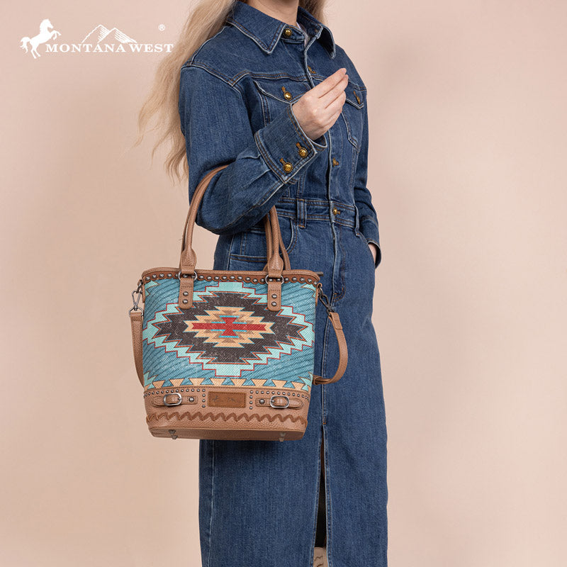 Montana West Aztec Embroidered Concealed Carry Tote Bag