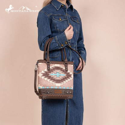 Montana West Aztec Embroidered Concealed Carry Tote Bag