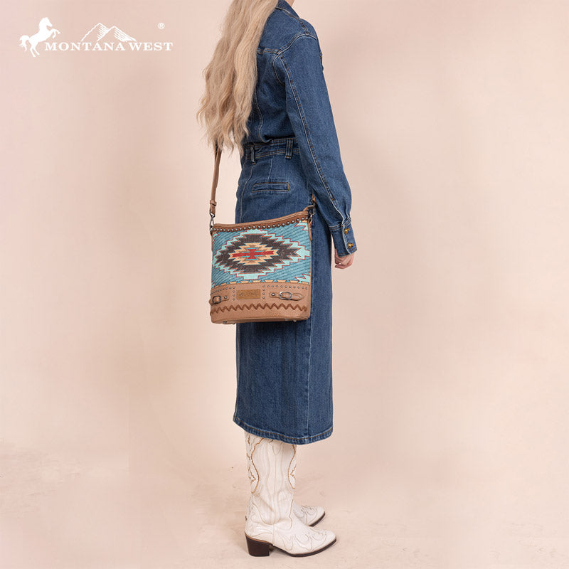 Montana West Aztec Embroidered Concealed Crossbody Bag