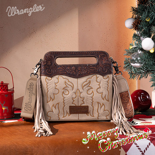 Wrangler Tooled Fringe Crossbody Bag