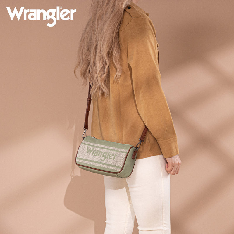 Wrangler Leather Trim Canva Crossbody Bag