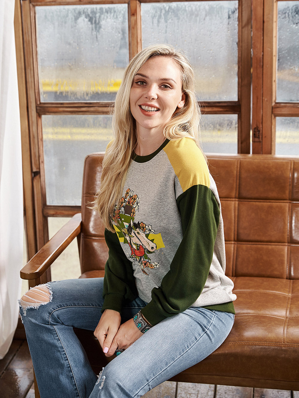 Women Retro Cowgirl Sweatshirt