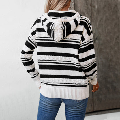 Audrey Striped Knit Hoodie