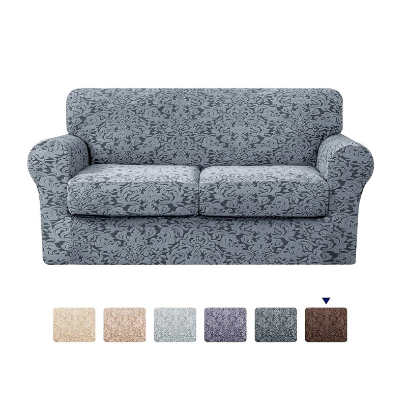 Exquisite Jacquard Floral Pattern High Spandex Sofa Slipcover Includes Separate Seat Covers