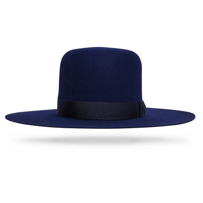 Navy Felt Wide-Brimmed Bowler Hat