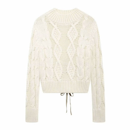 Isabella Open-Back Cable Knit Sweater