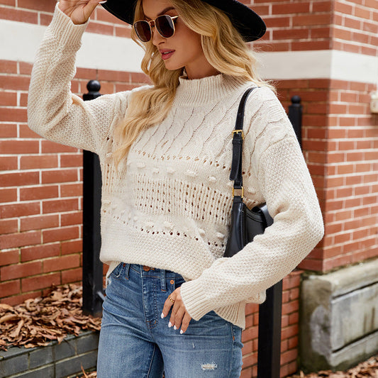 Amelia Textured Knit Mock-Neck Sweater