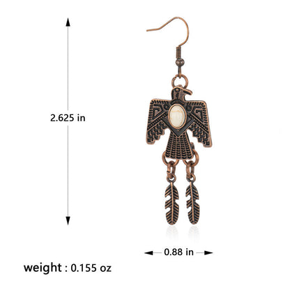 Rustic Couture's® Thunderbird with Natural Stone Dangling Earring