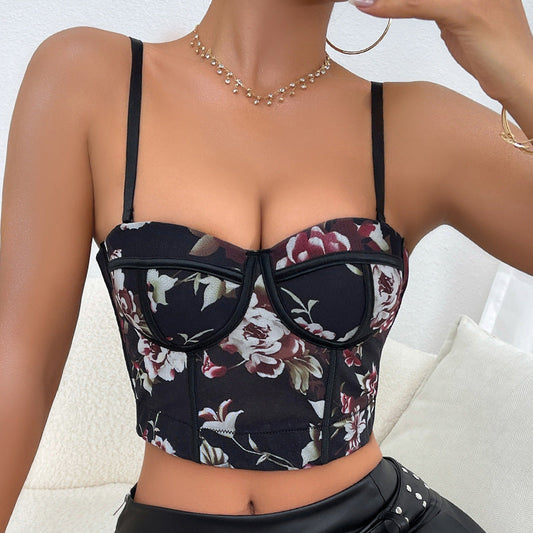 Amara Floral Mesh Bustier Top