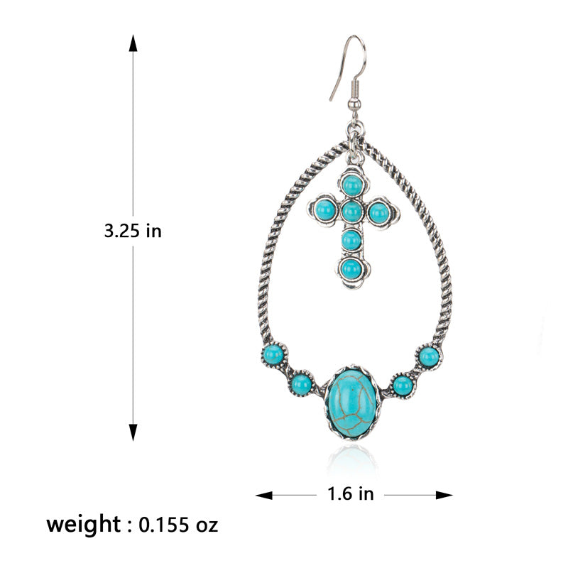 Rustic Couture's® Navajo Turquoise Cross Dangling Earring