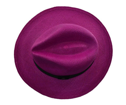 Fuchsia Classic Fedora | Genuine Panama Hat | Toquilla Straw | Handwoven in Ecuador - EA - HatBox Included