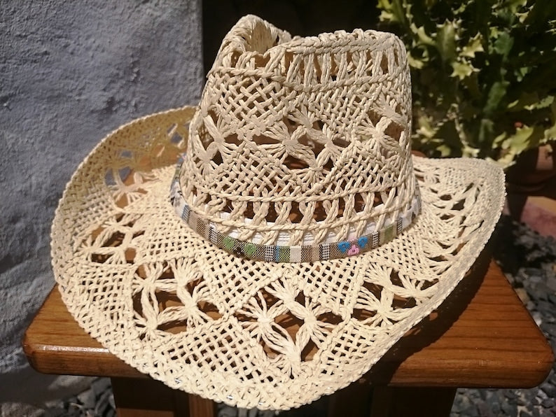 Boho cowboy hats for women, bohemian cowgirl straw hat, stetson western hats, kekugi