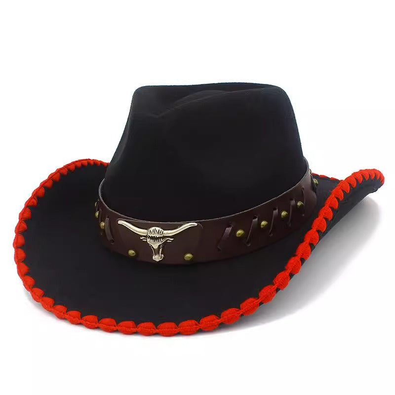 Men's Vintage Western Cowboy Hat Knight Woolen British Felt Hat