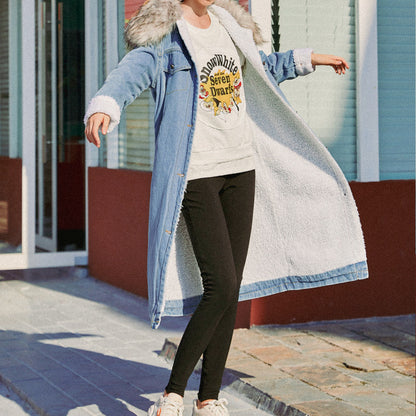 Women's Mid-length Denim Cotton Coat