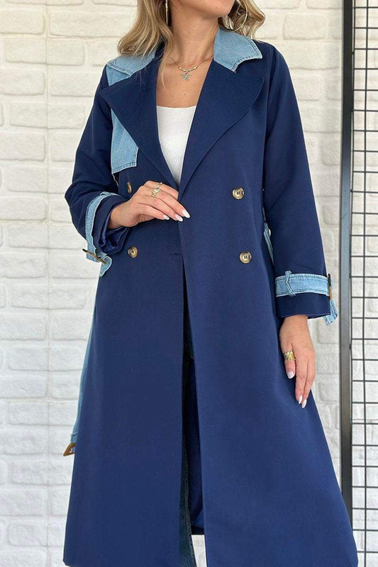 Women's Elegant Colorblocked Long Coat