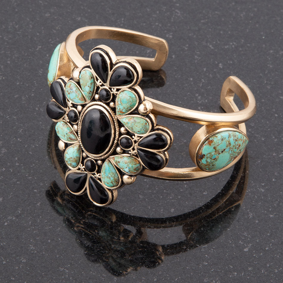 Barcelona Turquoise Onyx Statement Cuff Bracelet