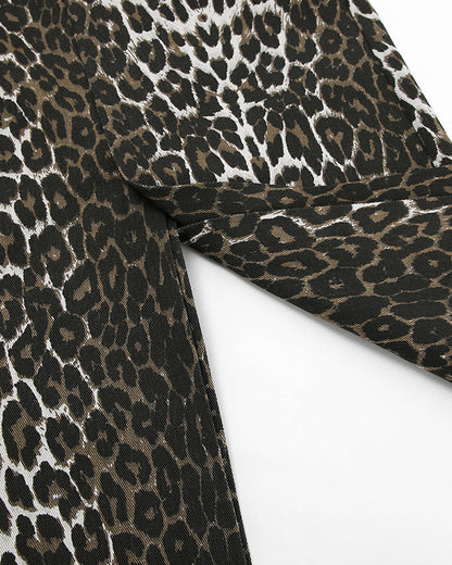 Pure Cotton Leopard Print Straight Skirt