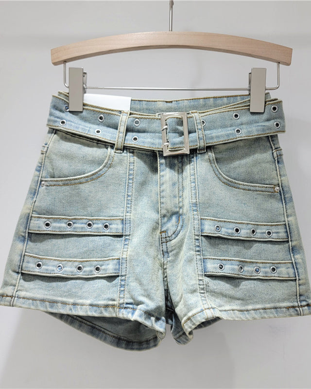 Retro High Waist Loose Stretch Denim Shorts