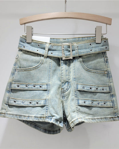 Retro High Waist Loose Stretch Denim Shorts