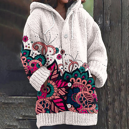 Colorful Mandala Pattern Women's Cardigan Sweater