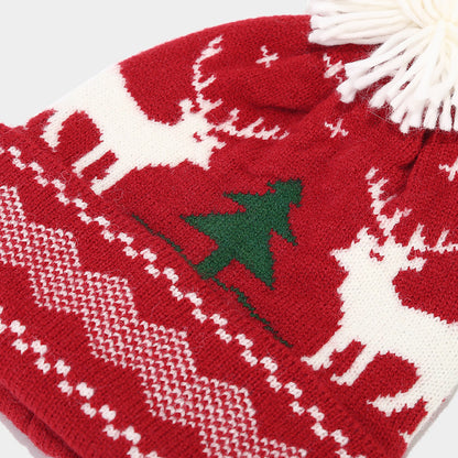 Unisex Christmas Warm Hat Gloves Scarf Knitted Elk Set