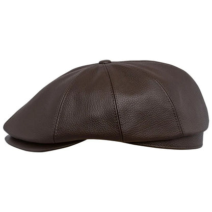 PEAKED CAPS Tony - LEATHER-BROWN