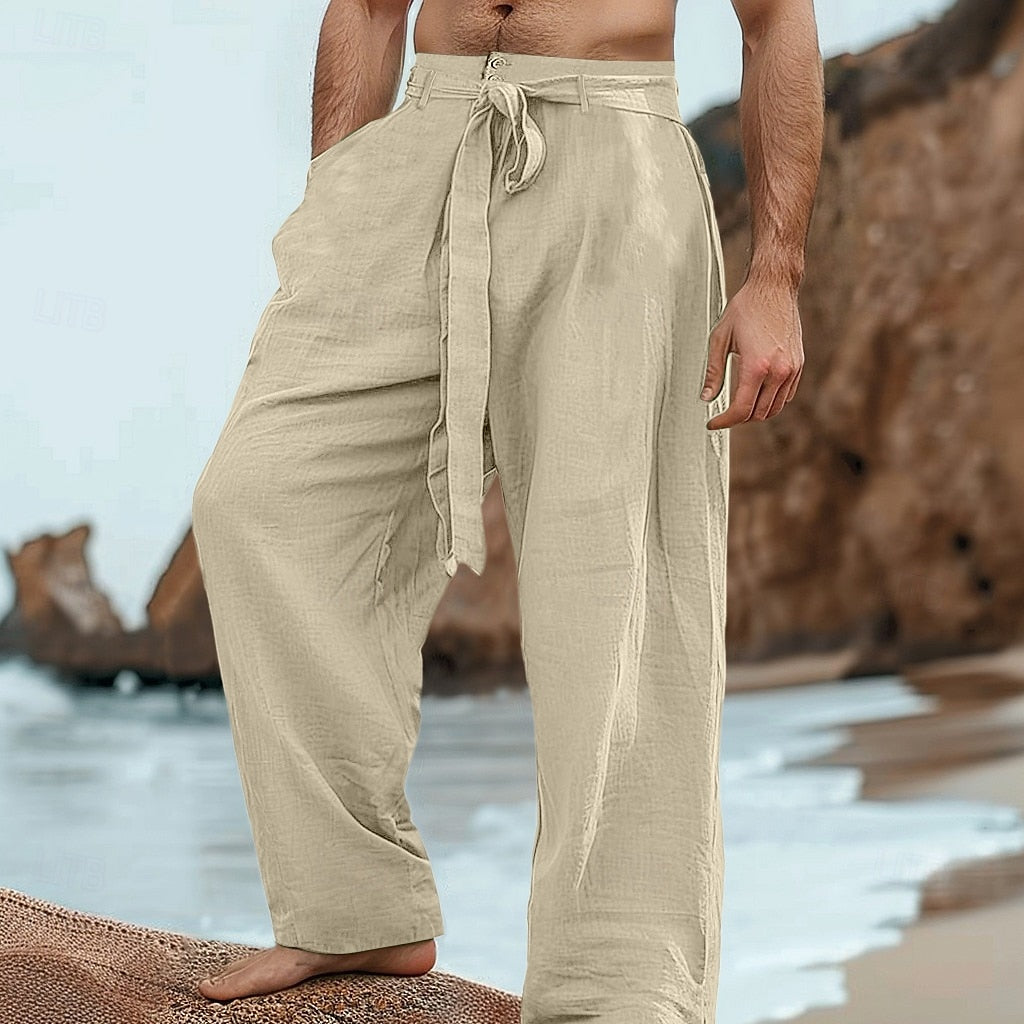 Men's Linen Comfortable Breathable Outdoor Daily Beach Loose Pants