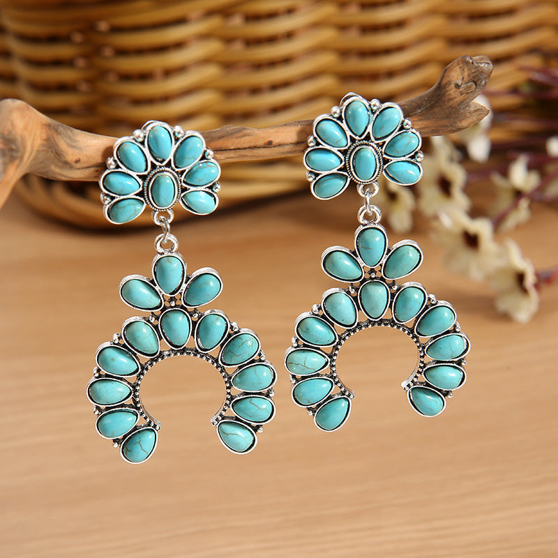 Western Exaggerated Turquoise Earrings