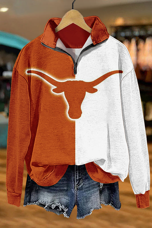 Cozy Gameday Longhorns Print Sweatshirt