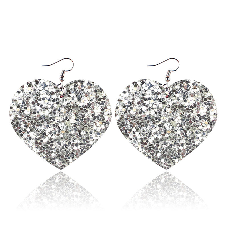 Valentine's Day Sequin Heart Pattern Earrings