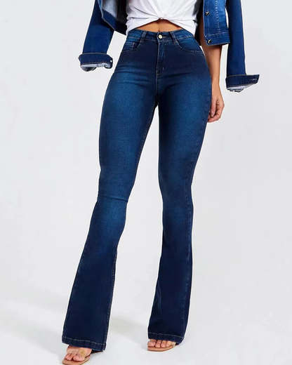 Women'S High Waist Slim Stretch Flared Jeans